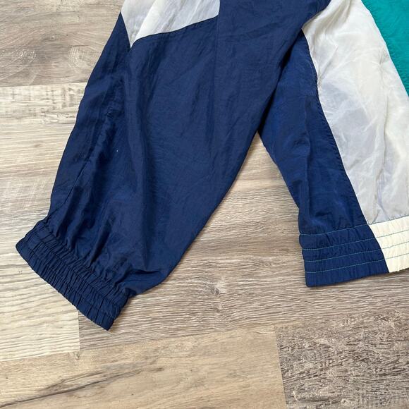 VTG Pure Water Colorblock Windbreaker Jacket Teal Navy White Zip Up 1X Nylon 90s - Picture 3 of 5